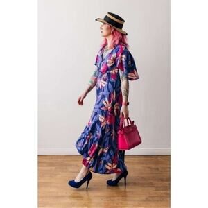 Anthropologie Abel The Label Santa Cruz High Low Midi Dress Size XS Pink/Purple